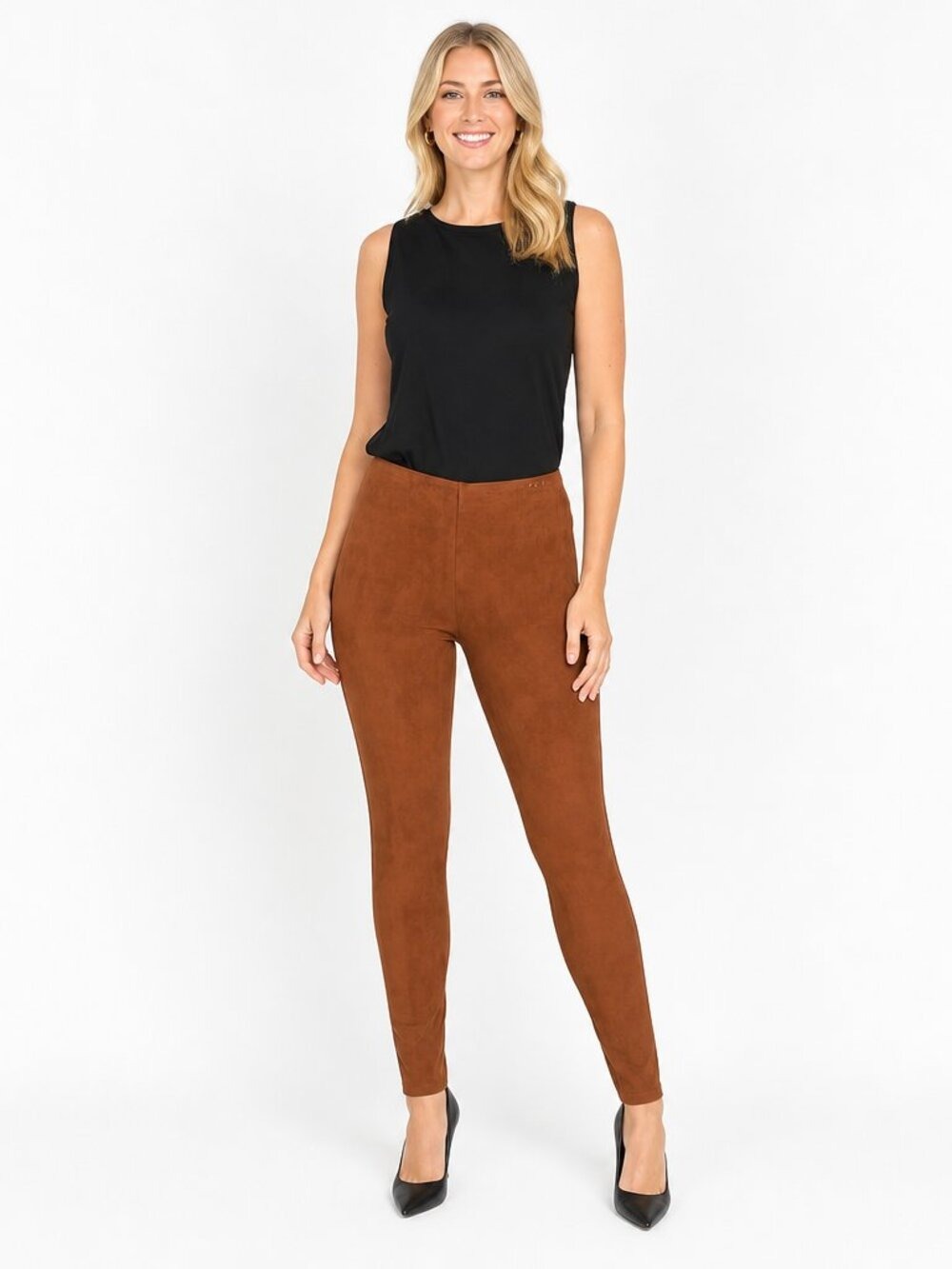 NWT Tahari Faux Leather Suede Pants XS – Luxe Rust, Sleek Fit